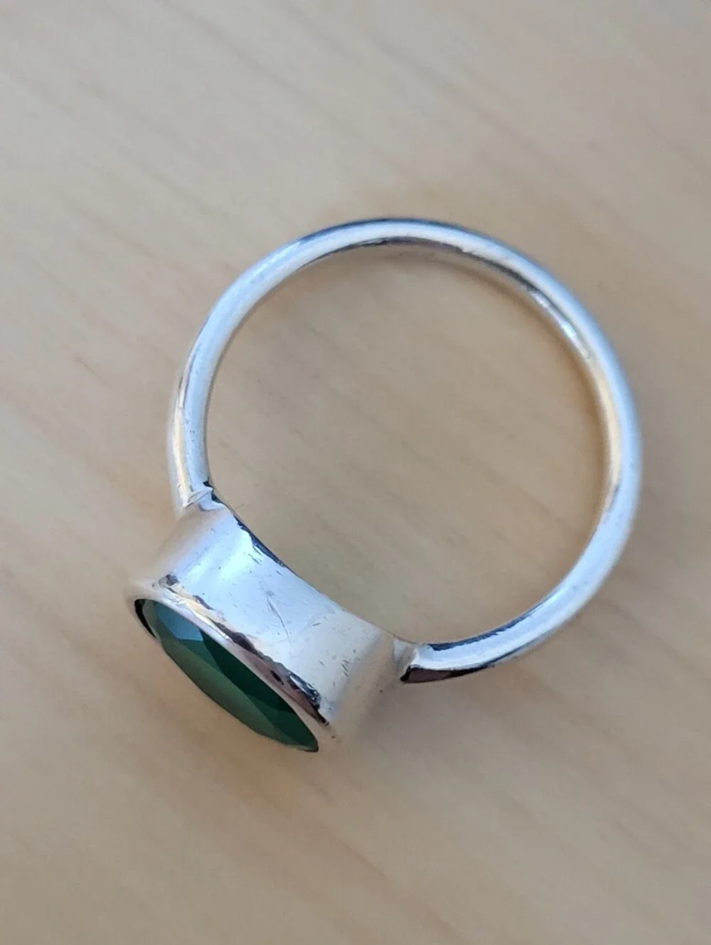 Green Onyx/Sterling Silver Ring, Size 7.5